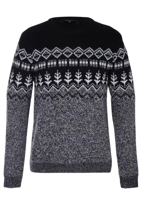 Mens Black Fairisle Christmas Knitted Jumper