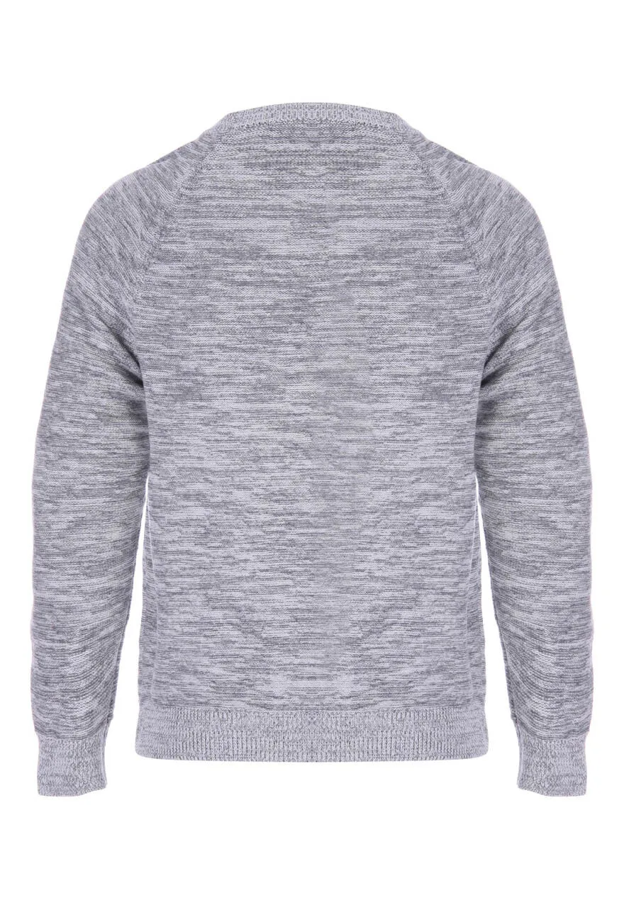 Mens Grey Crew Space Dye Knit Jumper