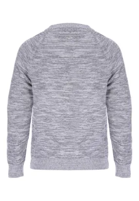 Mens Grey Crew Space Dye Knit Jumper