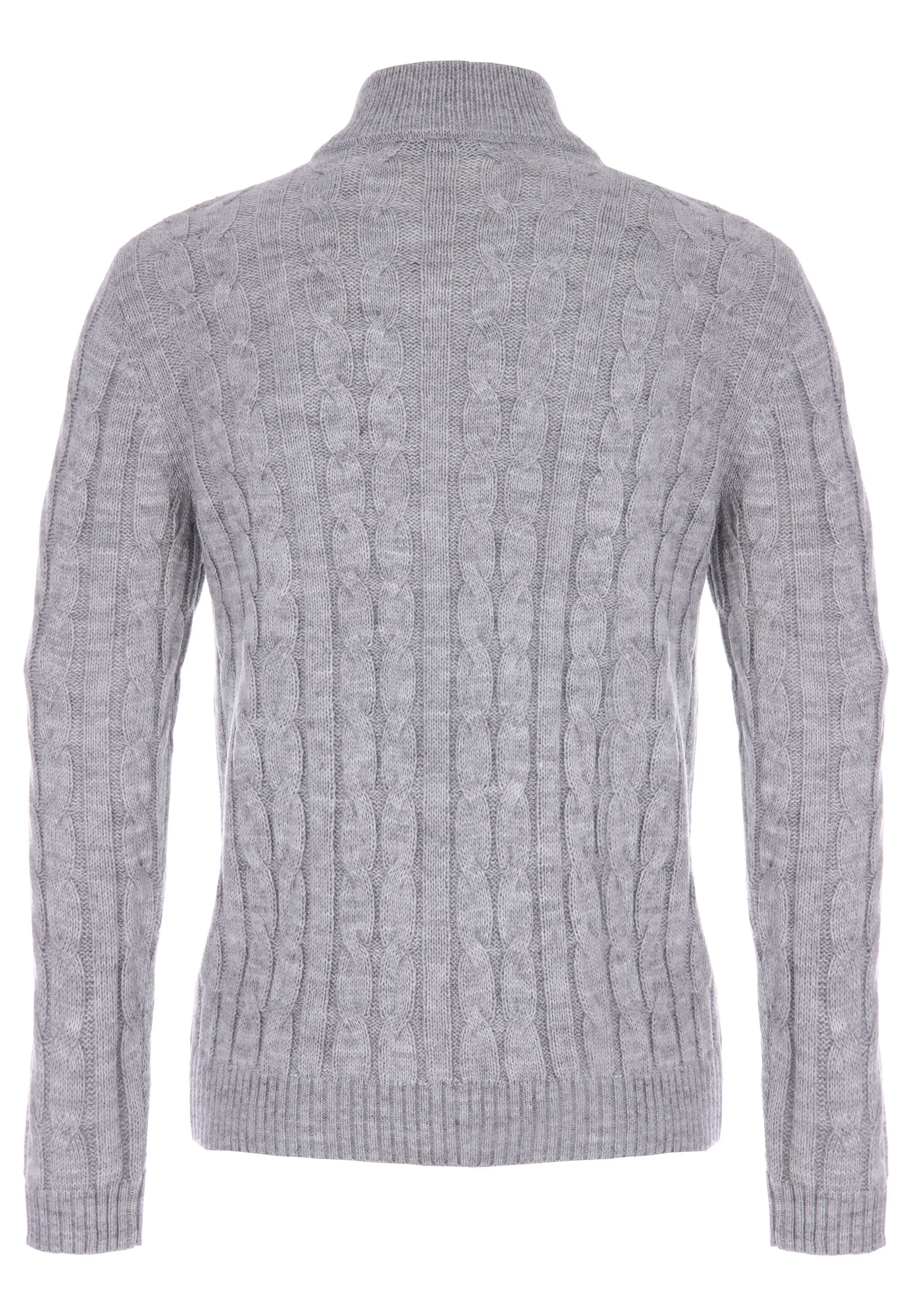 Mens Grey Quarter Zip Knit Cable Jumper