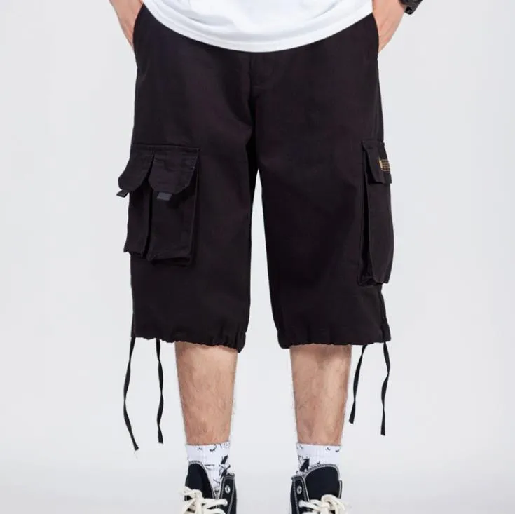 Men's Summer Elastic Waist Baggy Multi Pocket Cargo Wide Leg Shorts