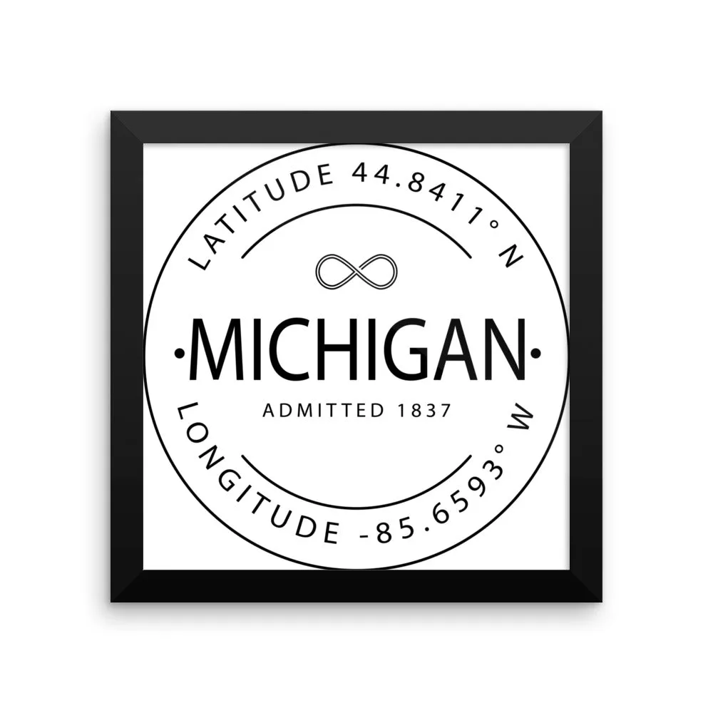 Michigan - Framed Print - Latitude & Longitude