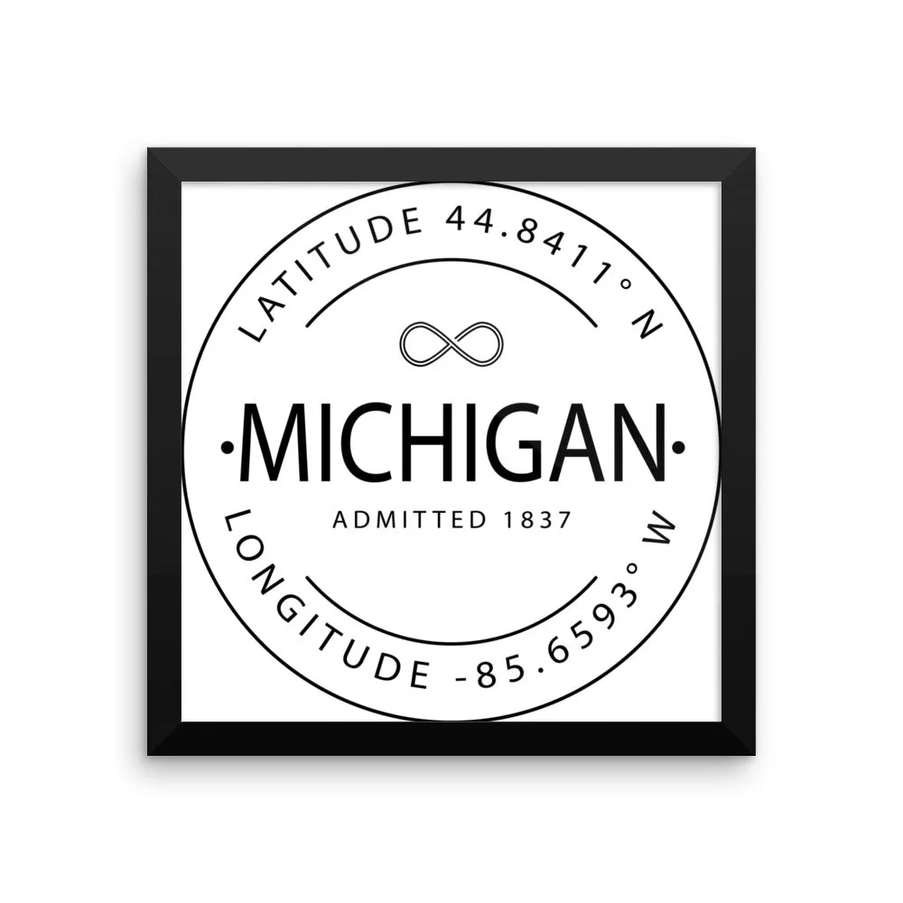 Michigan - Framed Print - Latitude & Longitude