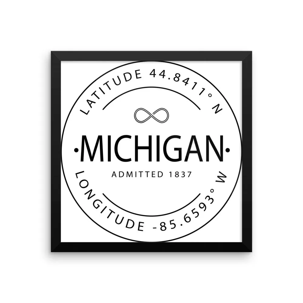 Michigan - Framed Print - Latitude & Longitude