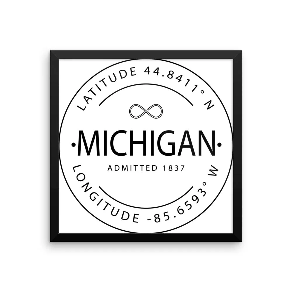 Michigan - Framed Print - Latitude & Longitude