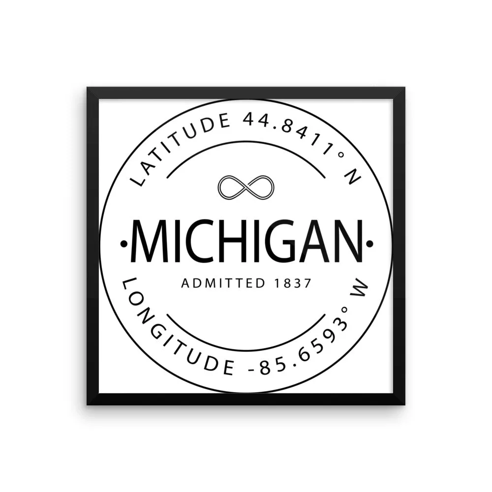 Michigan - Framed Print - Latitude & Longitude