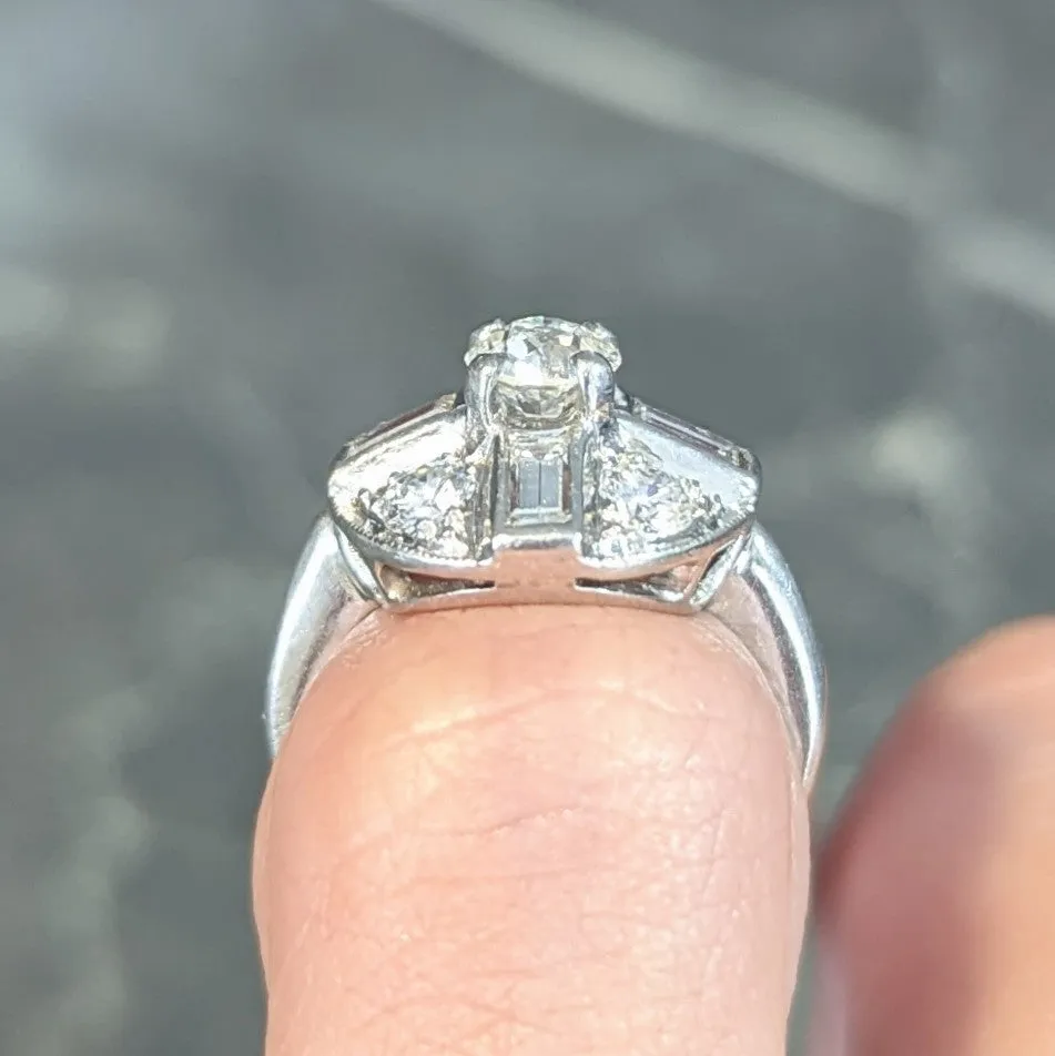 Mid-Century 1.00 CTW Diamond Platinum Vintage Circular Dinner Ring