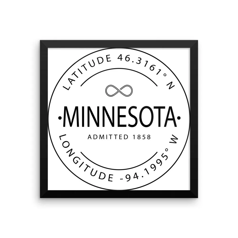 Minnesota - Framed Print - Latitude & Longitude