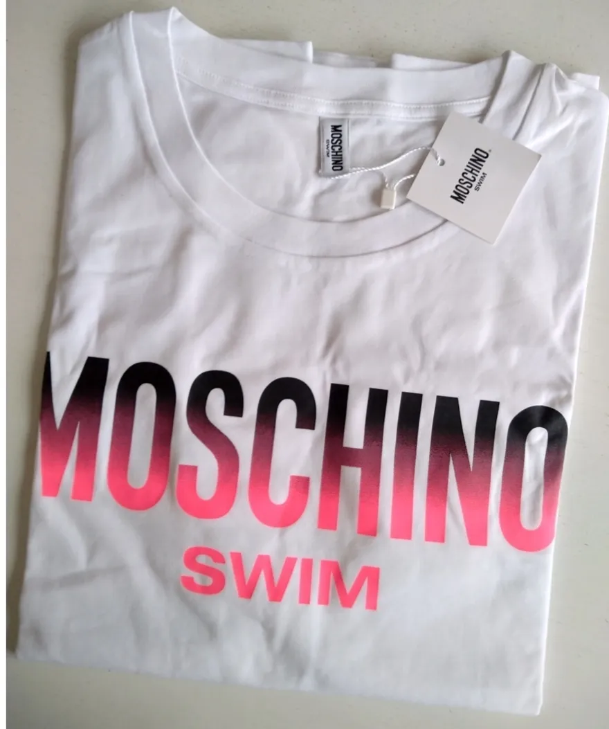 Moschino  |Crew Neck Street Style Plain Cotton Short Sleeves Logo