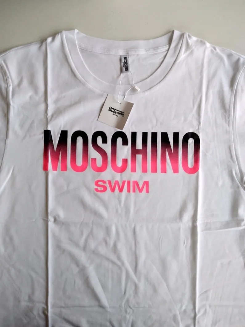 Moschino  |Crew Neck Street Style Plain Cotton Short Sleeves Logo