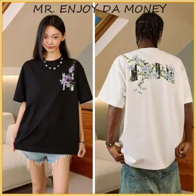 MR. ENJOY DA MONEY  |Crew Neck Flower Patterns Unisex Street Style Cotton