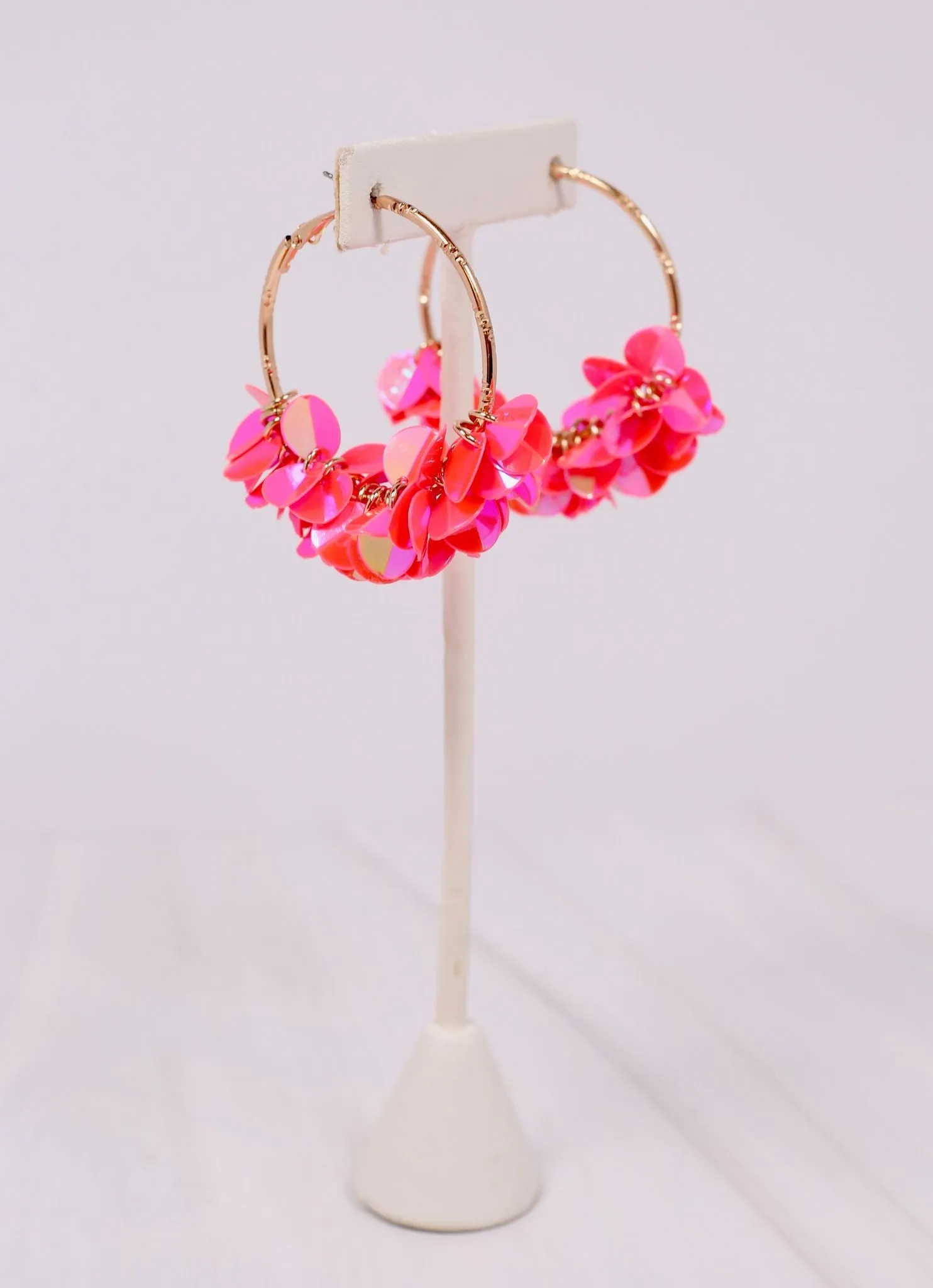 Myra Sequin Hoop Earring HOT PINK