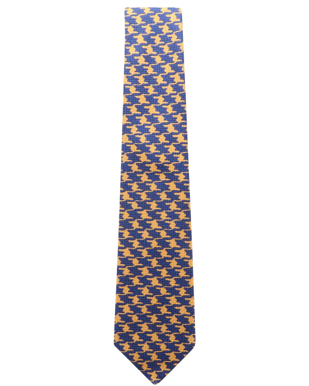 Navy and Orange Exploded Houndstooth Silk Tie