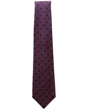 Navy and Pink Diamond Print Silk Tie