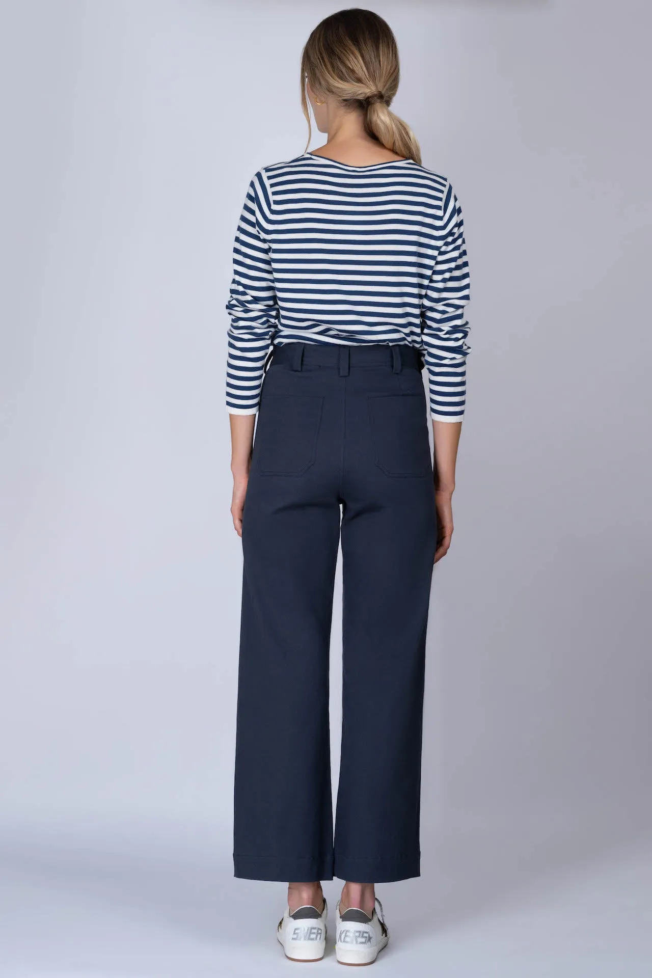 Navy Cotton Twill Sailor Pant