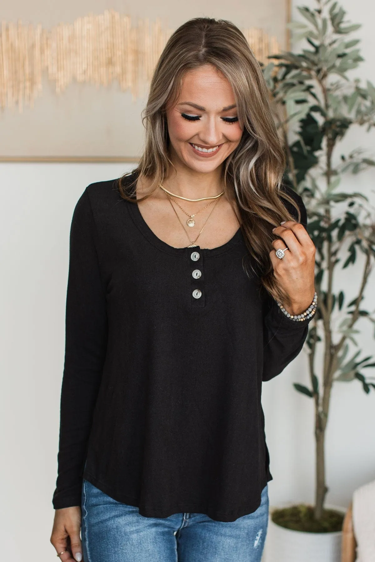 Nights Like These Knit Top- Black