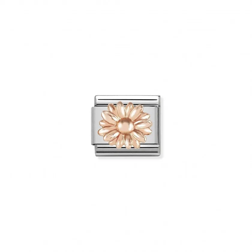 Nomination Composable Classic Link RELIEF SYMBOLS DAISY in Stainless Steel and Gold 9K