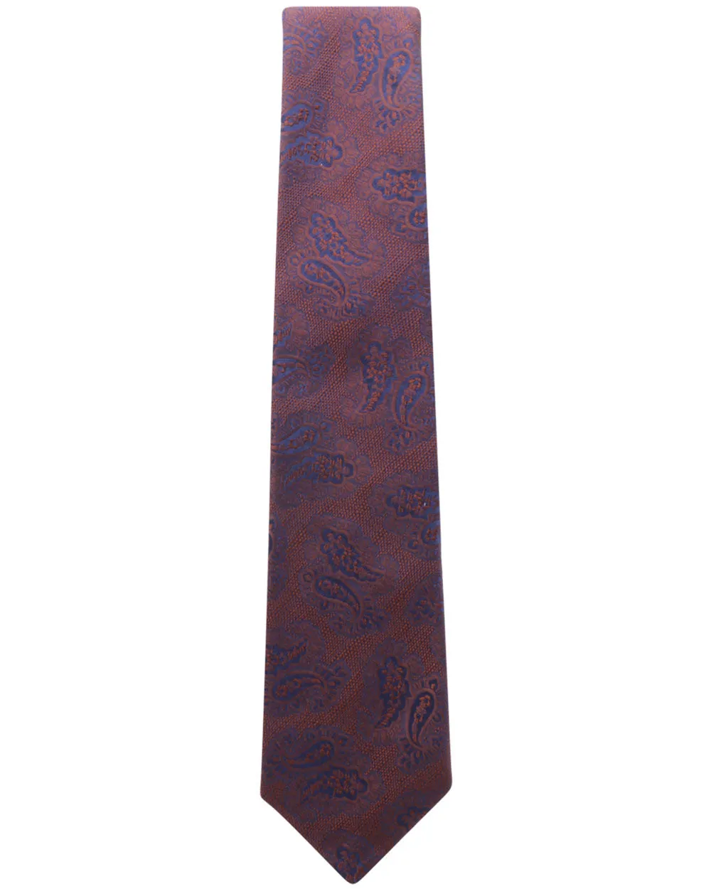 Orange and Navy Tonal Paisley Silk Tie