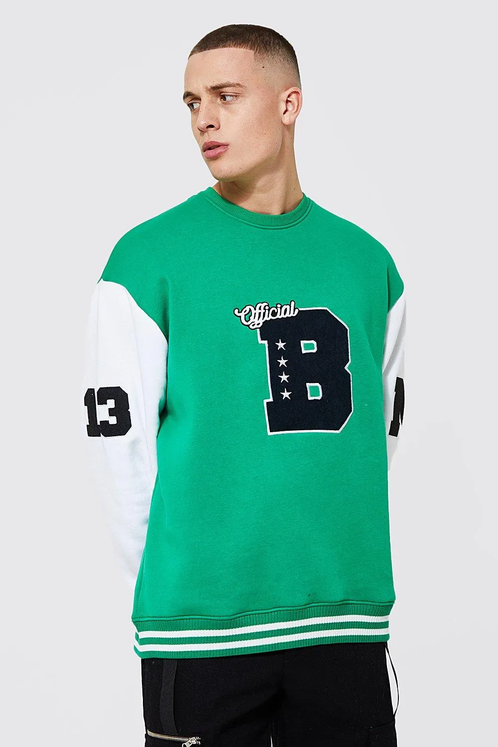 Oversized B Applique Varsity Sweatshirt