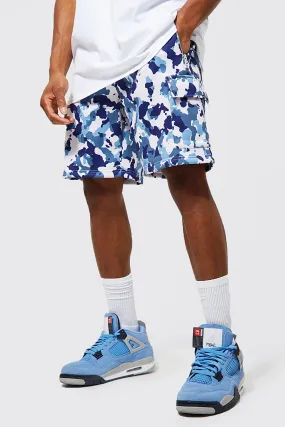 Oversized Cargo Camo Jersey Shorts