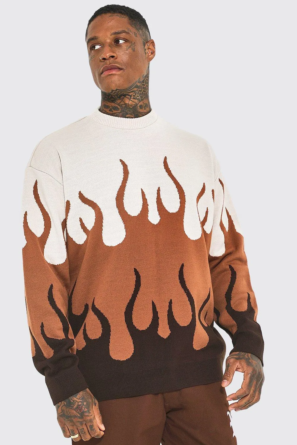 Oversized Ombre Flame Knitted Jumper