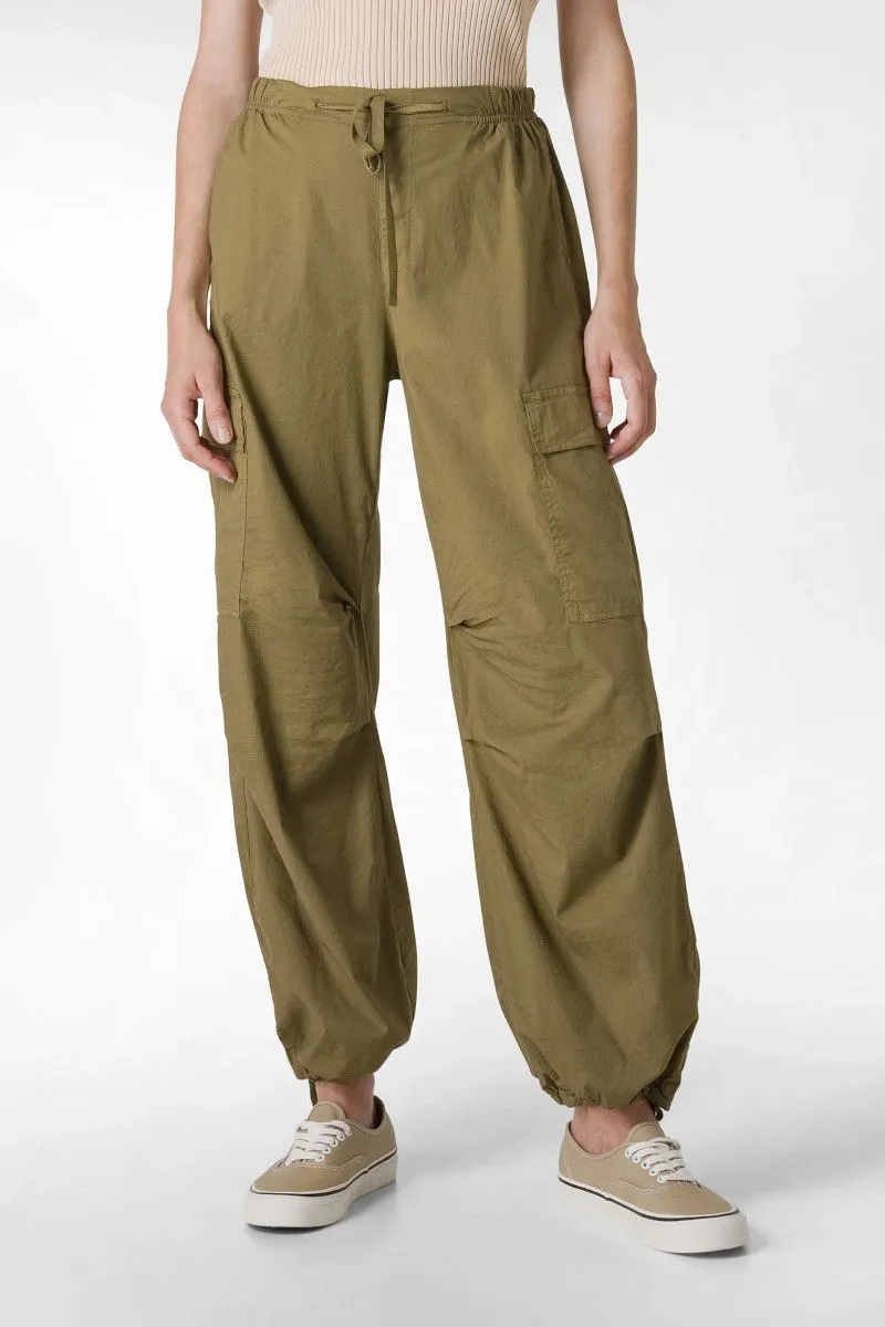 Pantalone cargo in popeline donna Verde