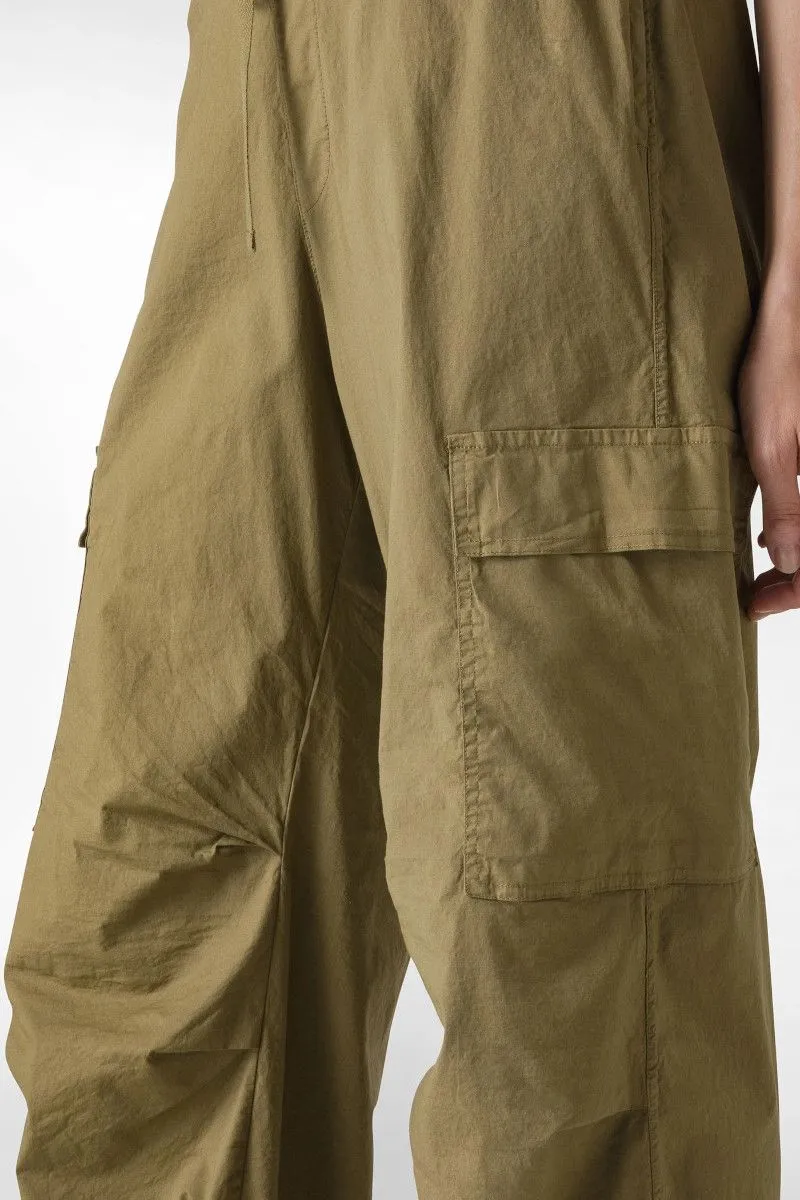 Pantalone cargo in popeline donna Verde