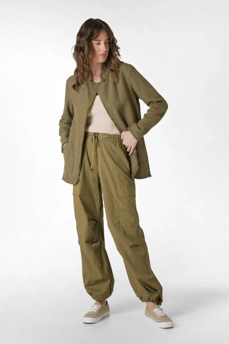 Pantalone cargo in popeline donna Verde