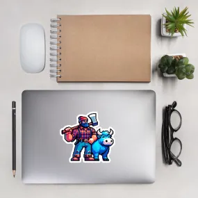 Paul Bunyan Babe the Blue Ox Decal Laptop Stickers | Minnesota Bubble-Free Vinyl Stickers | Funny Minnesota Vinyl Decal