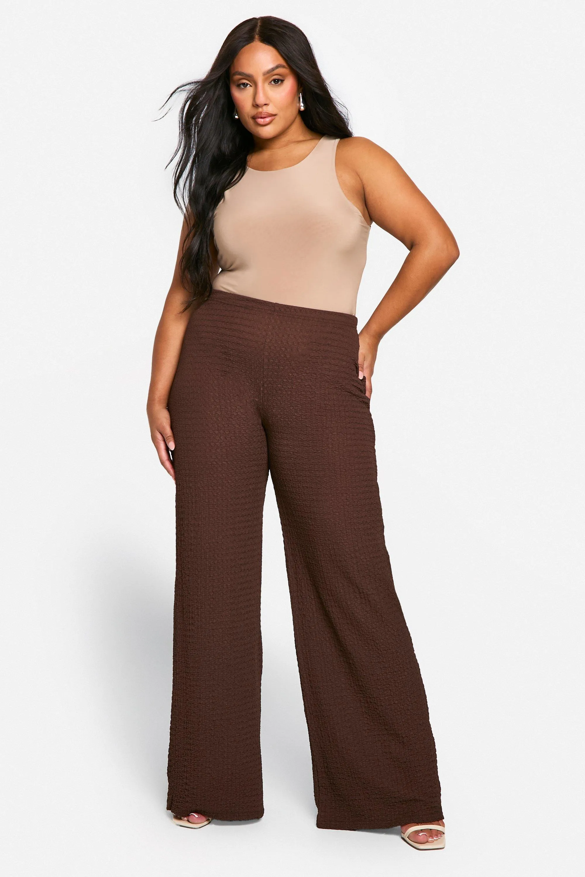 Plus Crinkle Wide Leg Pants