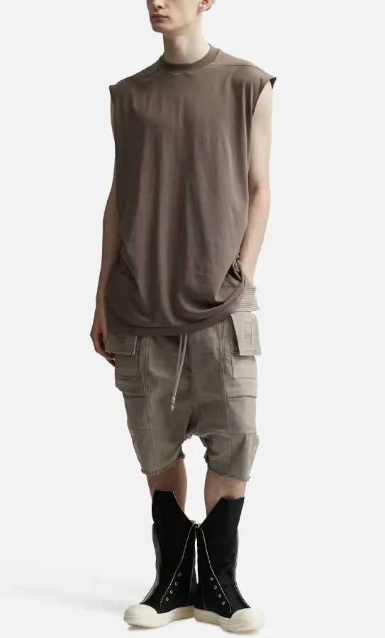 RICK OWENS  |Street Style Bi-color Plain Cotton Logo Designers Tanks