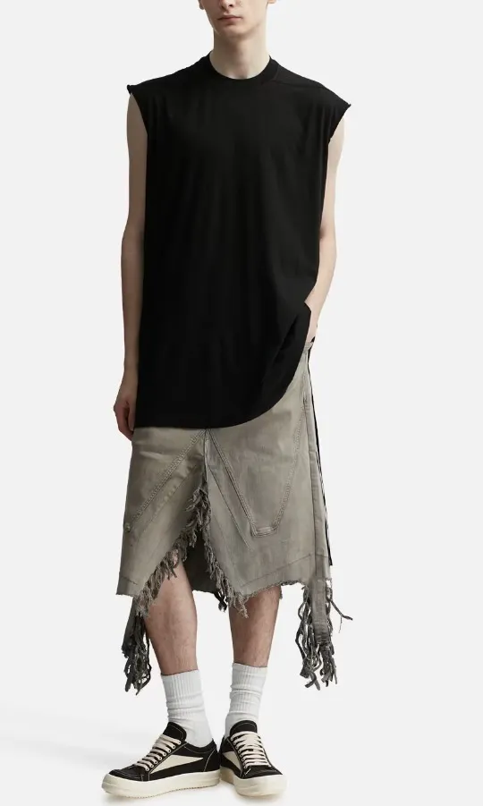 RICK OWENS  |Street Style Bi-color Plain Cotton Logo Designers Tanks