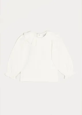 Ruffle Collar Long Sleeve Top In Cream (18mths-10yrs)