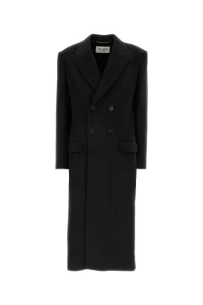 Saint Laurent Slate Wool And Cashmere Coat