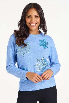 Scattered Sequin Snowflake Jumper