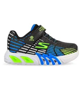 skechers flex glow elite (td) kids black blue lime