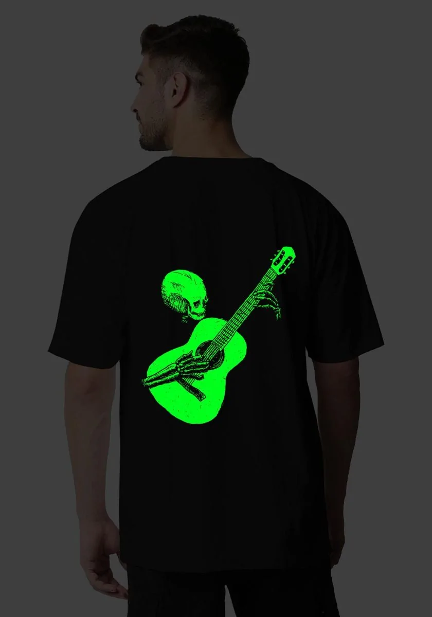 Skeleton Guitar Glow In Dark Oversized T-Shirt