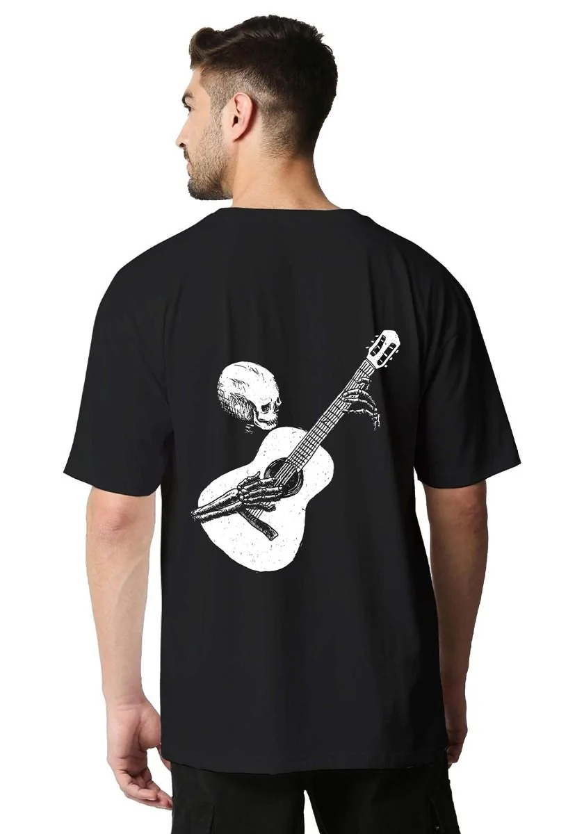 Skeleton Guitar Glow In Dark Oversized T-Shirt