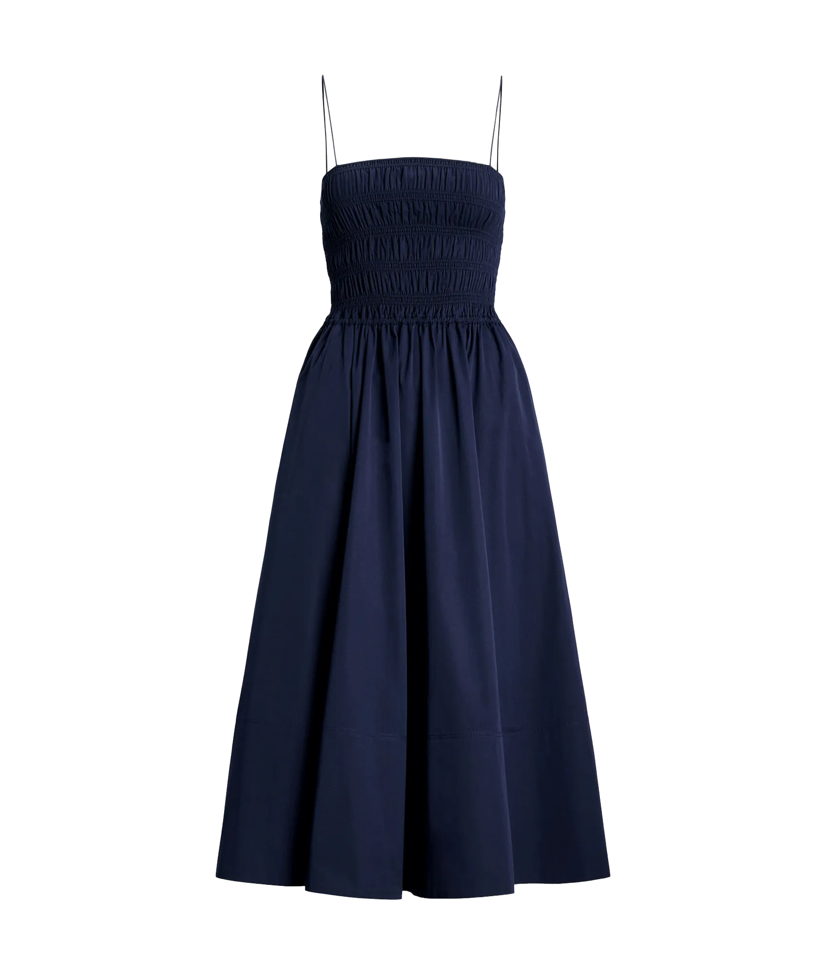 Smocked Cotton Dress - Navy