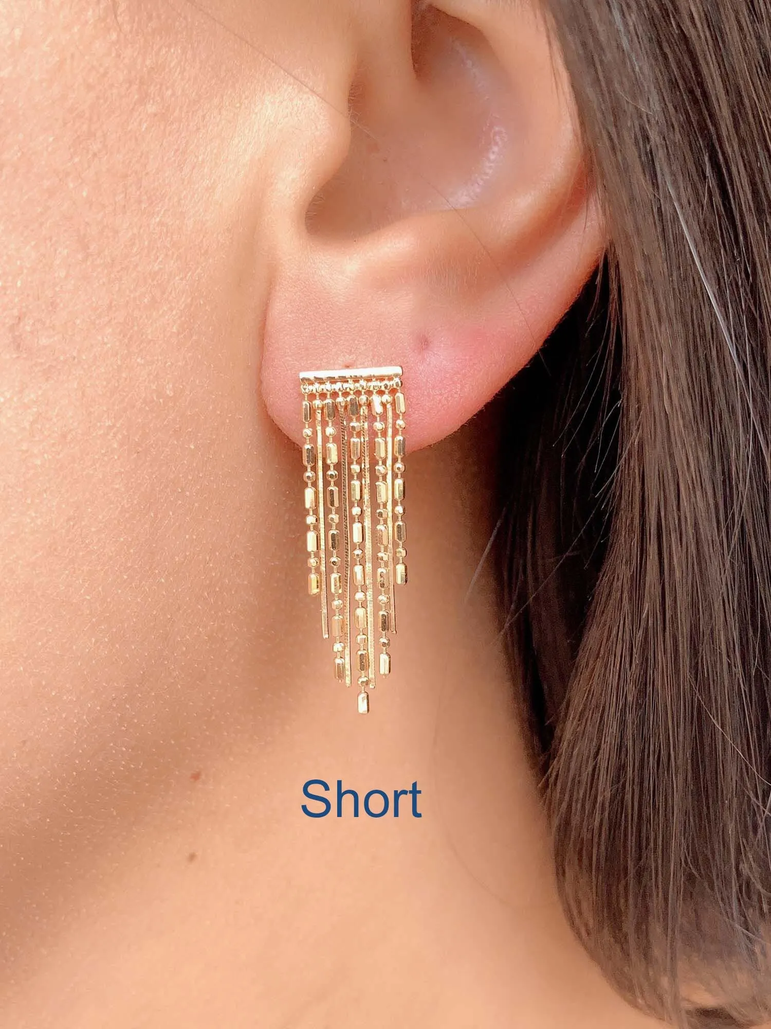 Solid 18K Gold Long and Short Fringe Earrings 2-4g