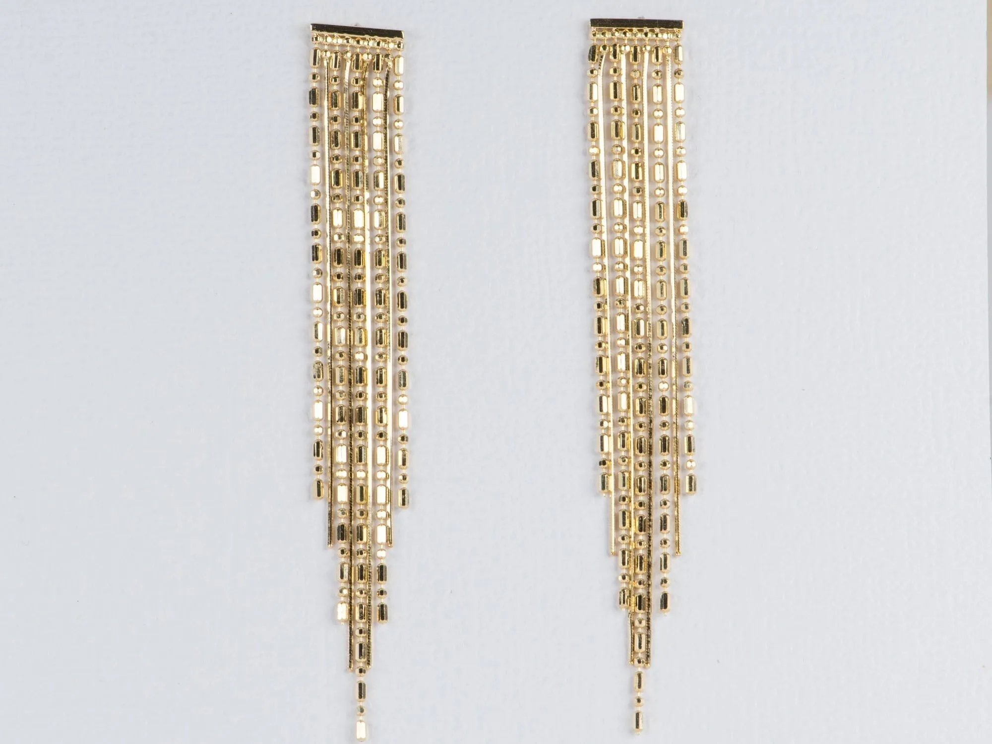 Solid 18K Gold Long and Short Fringe Earrings 2-4g