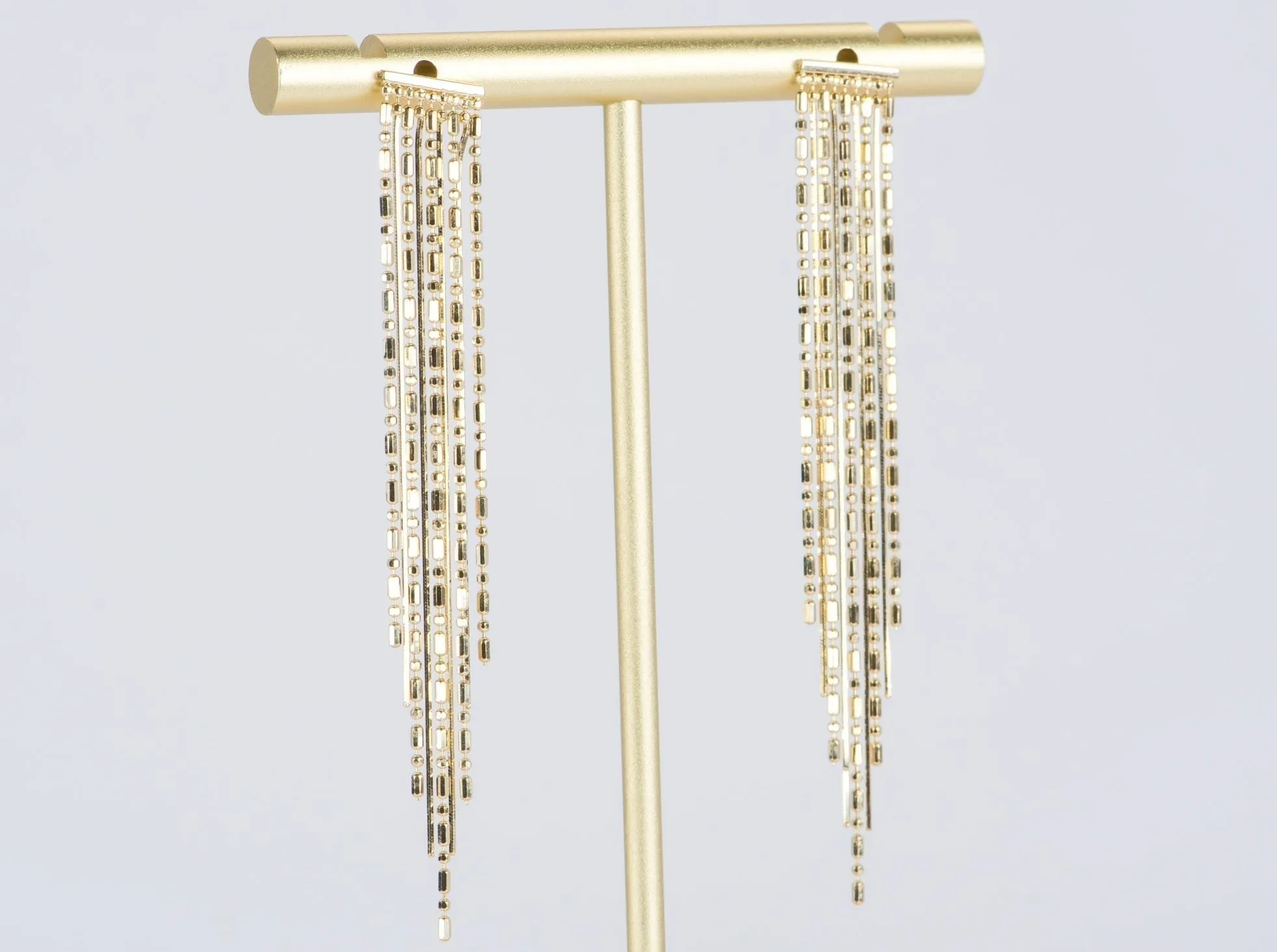 Solid 18K Gold Long and Short Fringe Earrings 2-4g