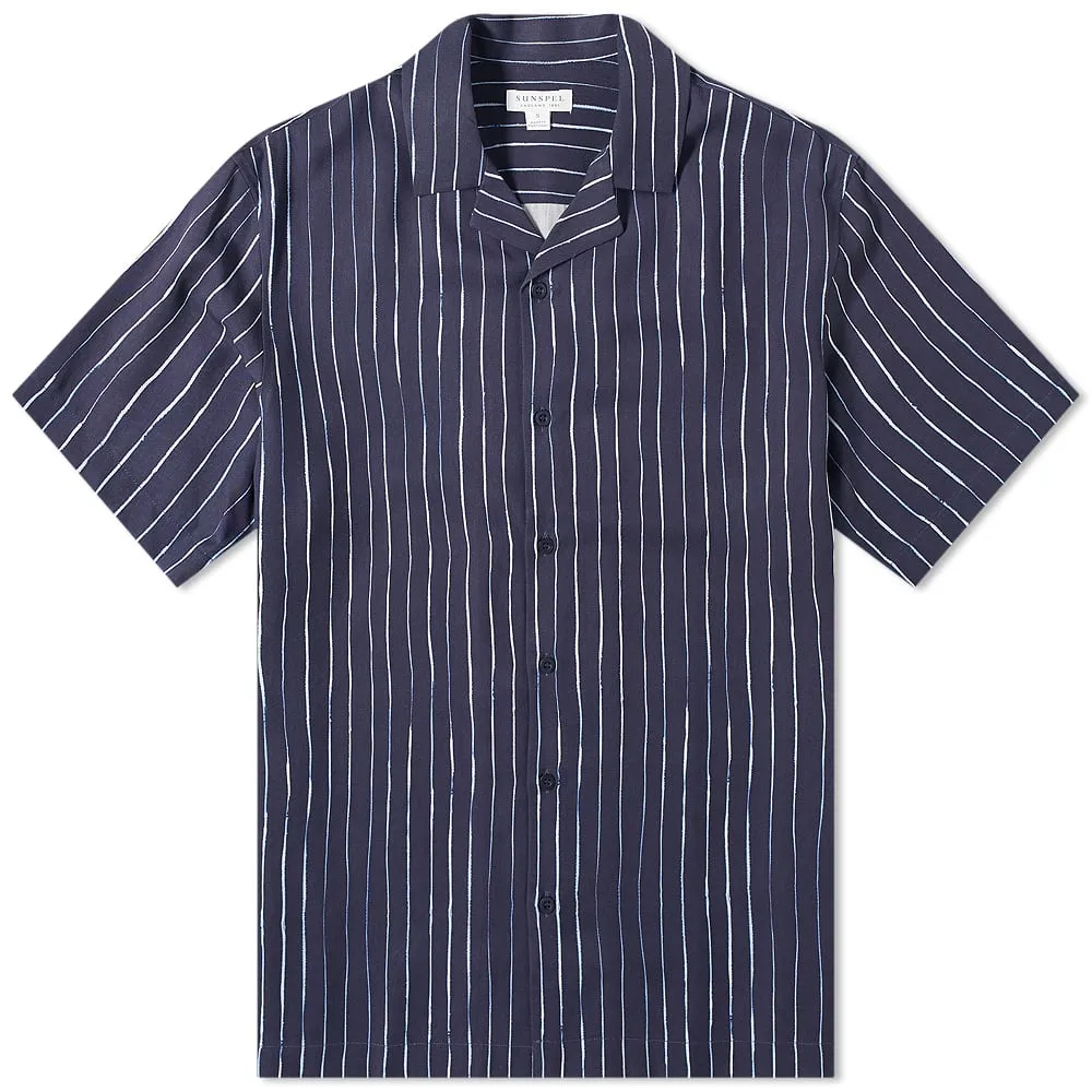 Sunspel Striped Vacation ShirtInky Stripe Navy