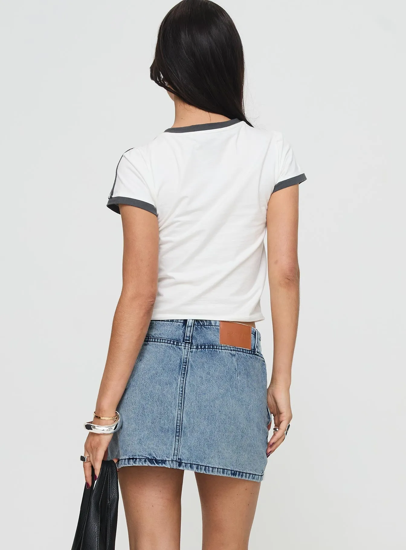 Take Time Denim Mini Skirt Mid Wash