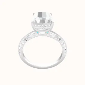 Tapered Knife Edge Double Row Pave Engagement Ring With Low Set Pave  Hidden Halo Head