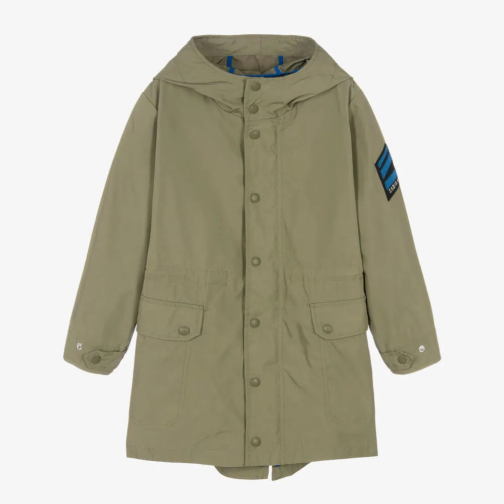 Teen Boys Khaki Green Parka Coat