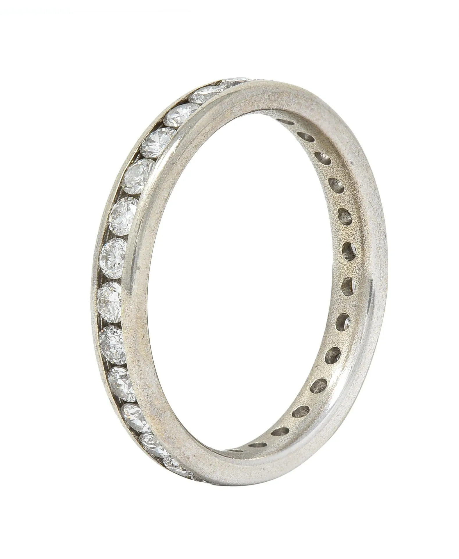 Tessler & Weiss Mid-Century 1.45 CTW Diamond 14 Karat White Gold Vintage Eternity Band Ring