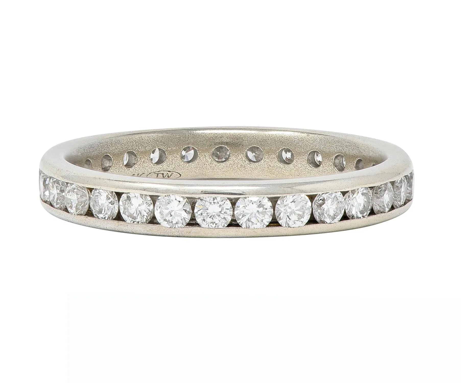 Tessler & Weiss Mid-Century 1.45 CTW Diamond 14 Karat White Gold Vintage Eternity Band Ring