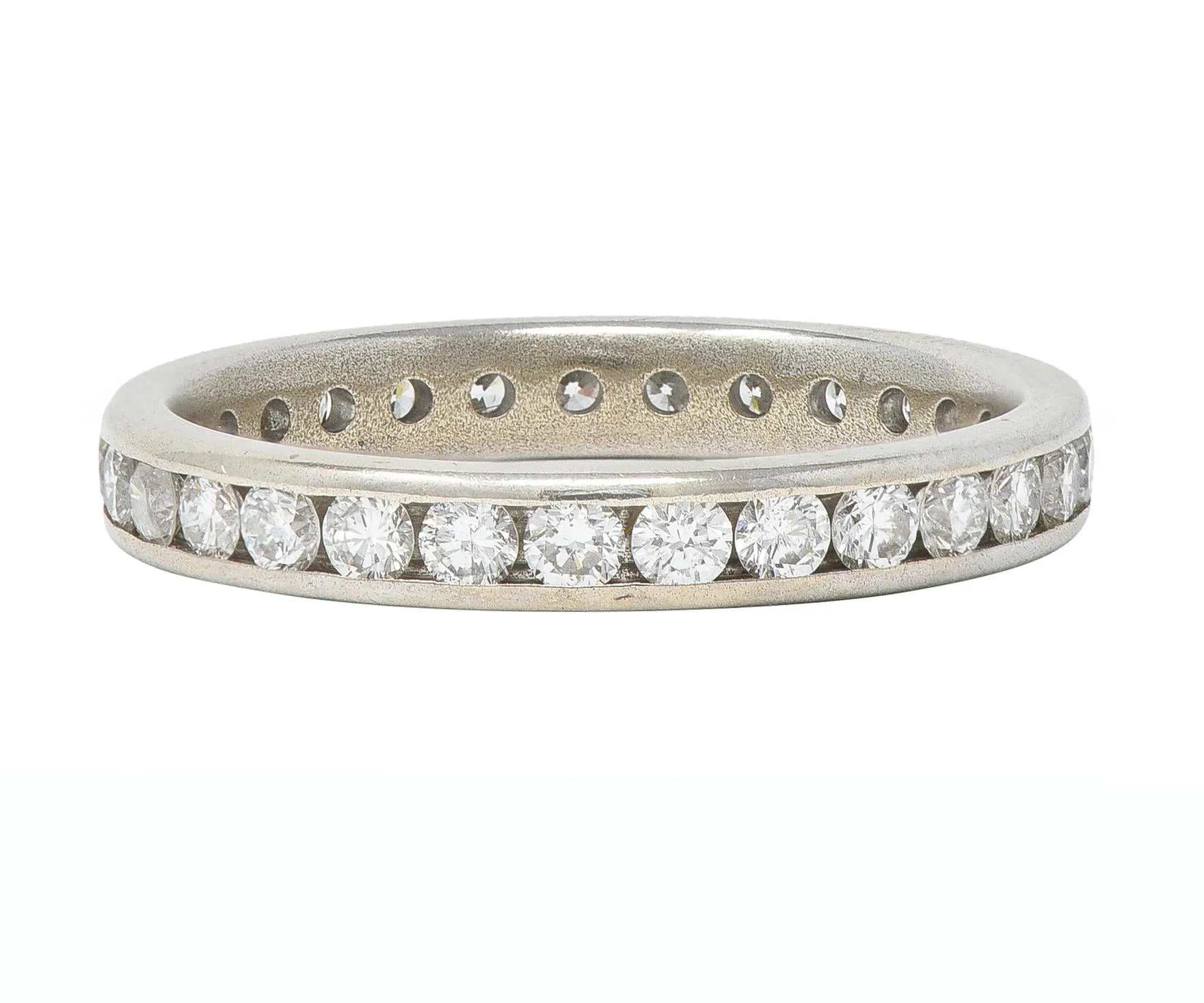 Tessler & Weiss Mid-Century 1.45 CTW Diamond 14 Karat White Gold Vintage Eternity Band Ring