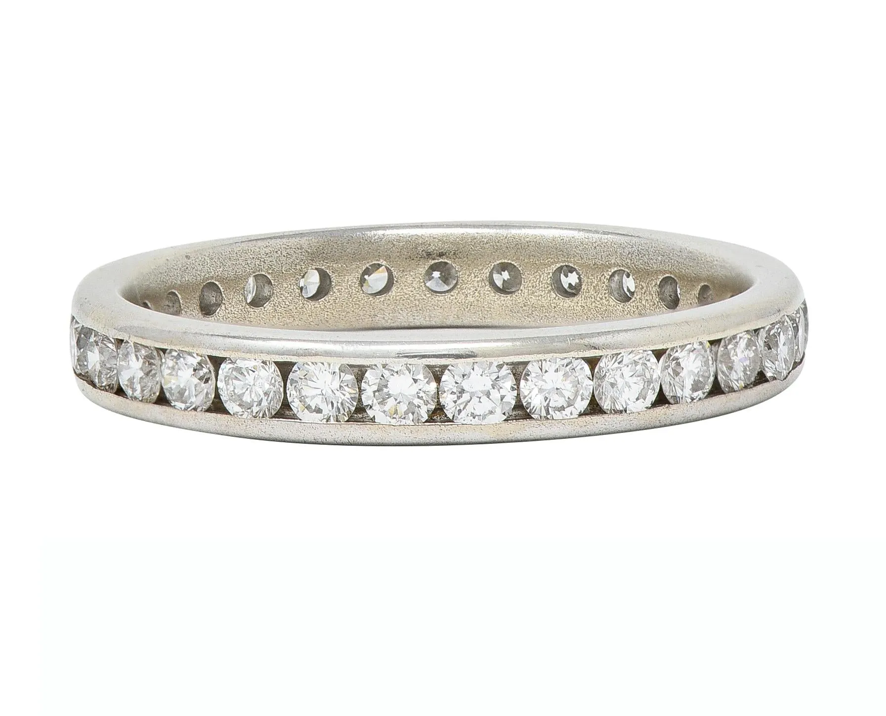 Tessler & Weiss Mid-Century 1.45 CTW Diamond 14 Karat White Gold Vintage Eternity Band Ring